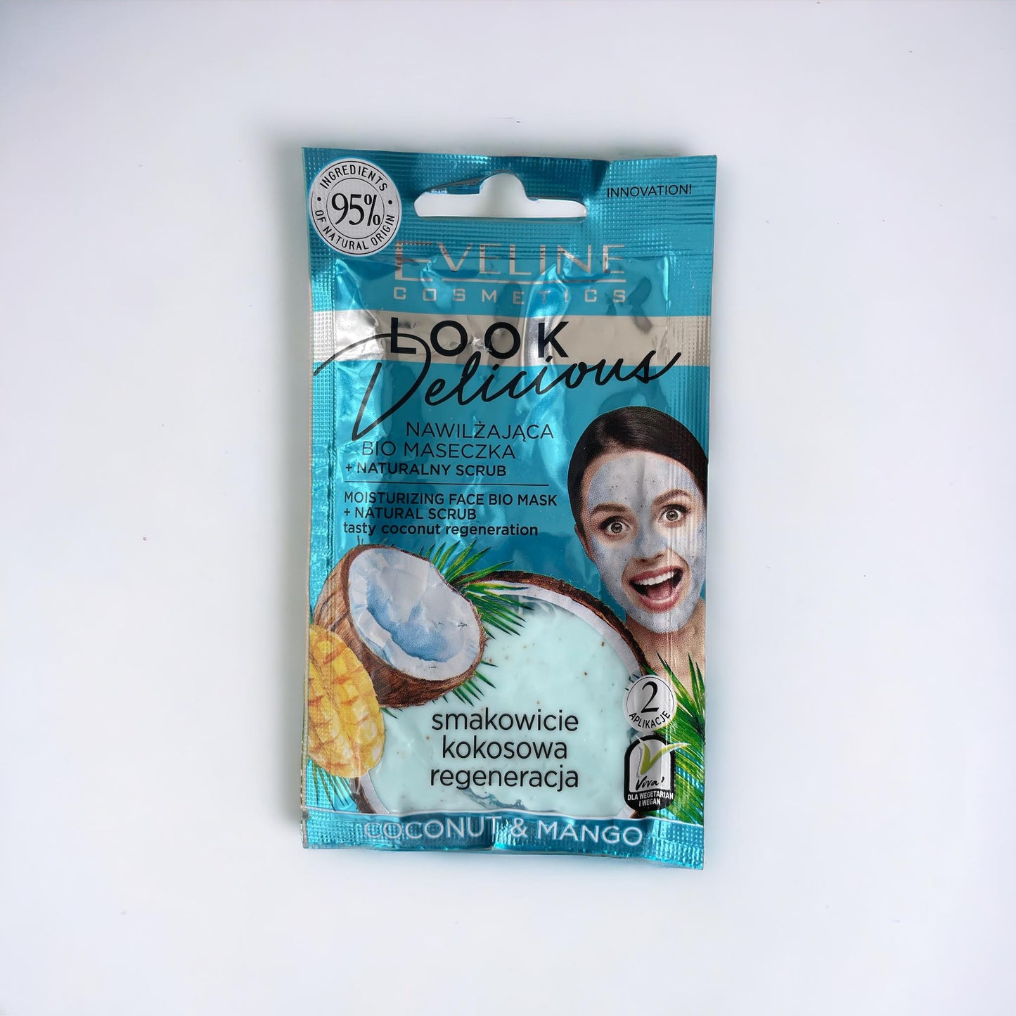 Eveline Bio mask with natural peeling, COCONUT & MANGO Vegan formula, 10ml