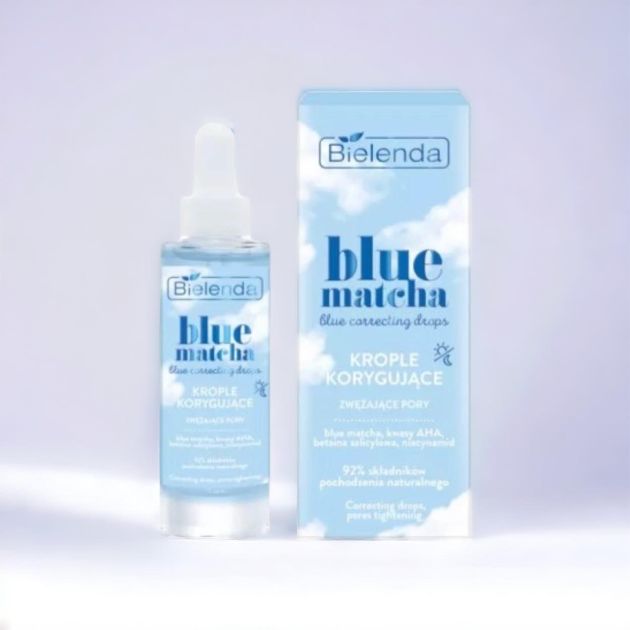 BIELENDA Correcting drops for the face, narrowing pores, Blue Matcha, 30 ml.