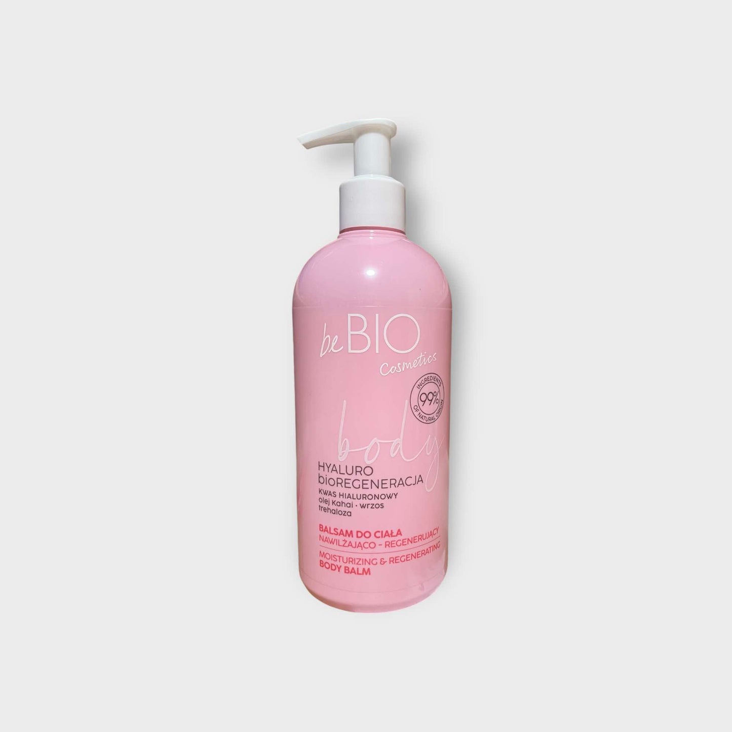 beBio Cosmetics Balsam do ciała nawilżająco-regenerujący, kwas hialuronowy olej kahai, 350ml