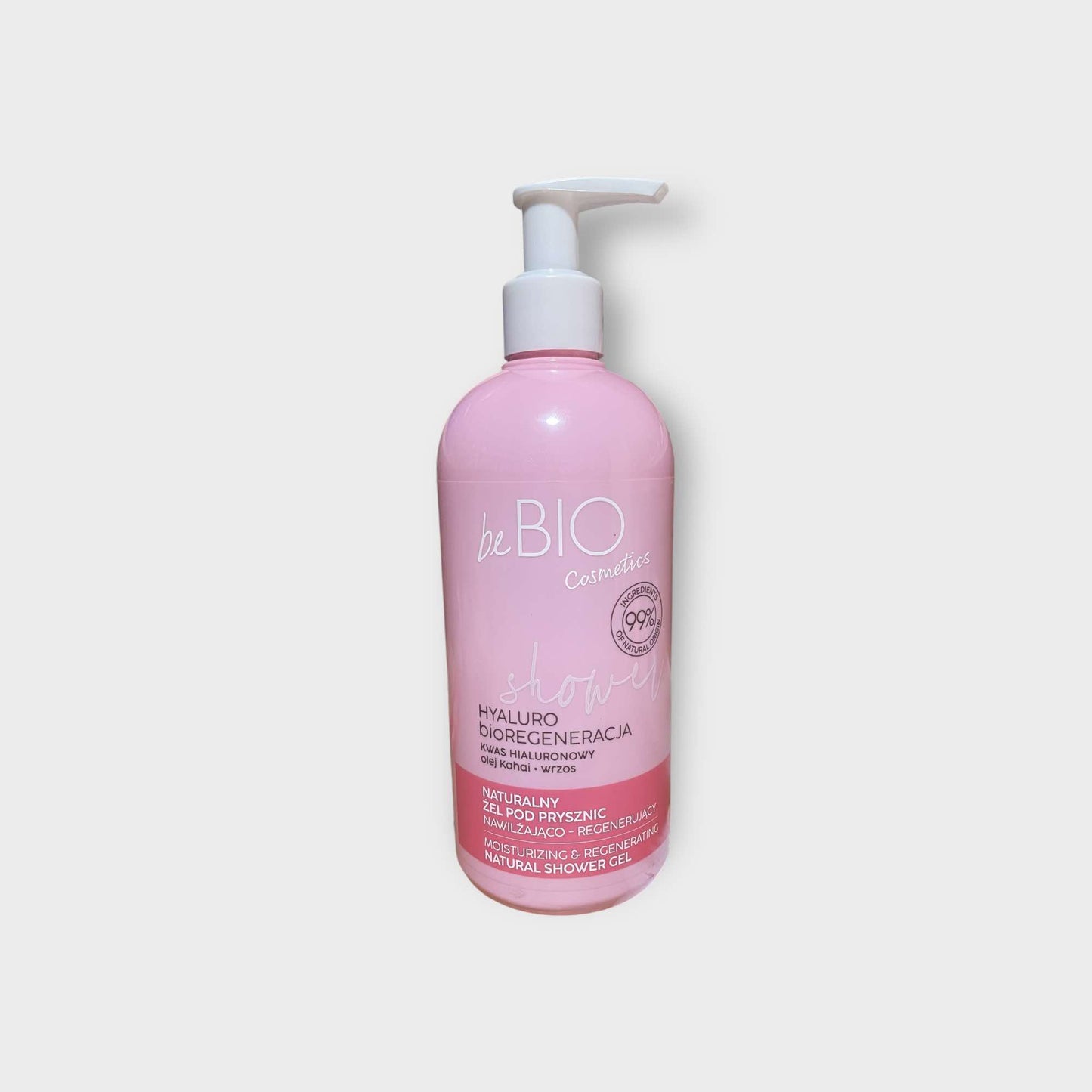 beBio Cosmetics Żel pod prysznic nawilżająco-regenerujący, kwas hialuronowy olej khai, 350ml