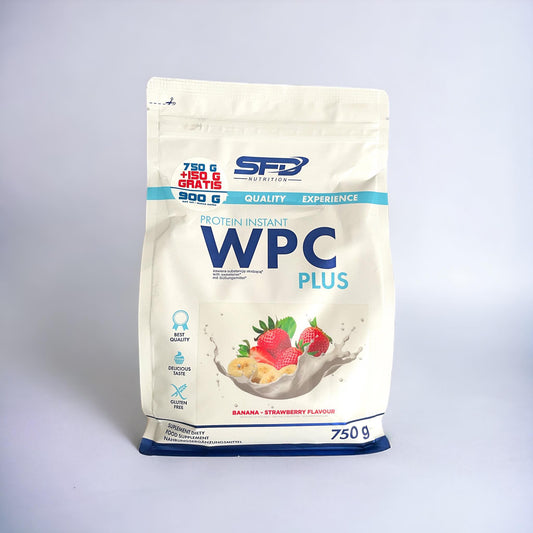 SFD Protein instant WPC plus, Białko banan-truskawka, 750+150g (900g)