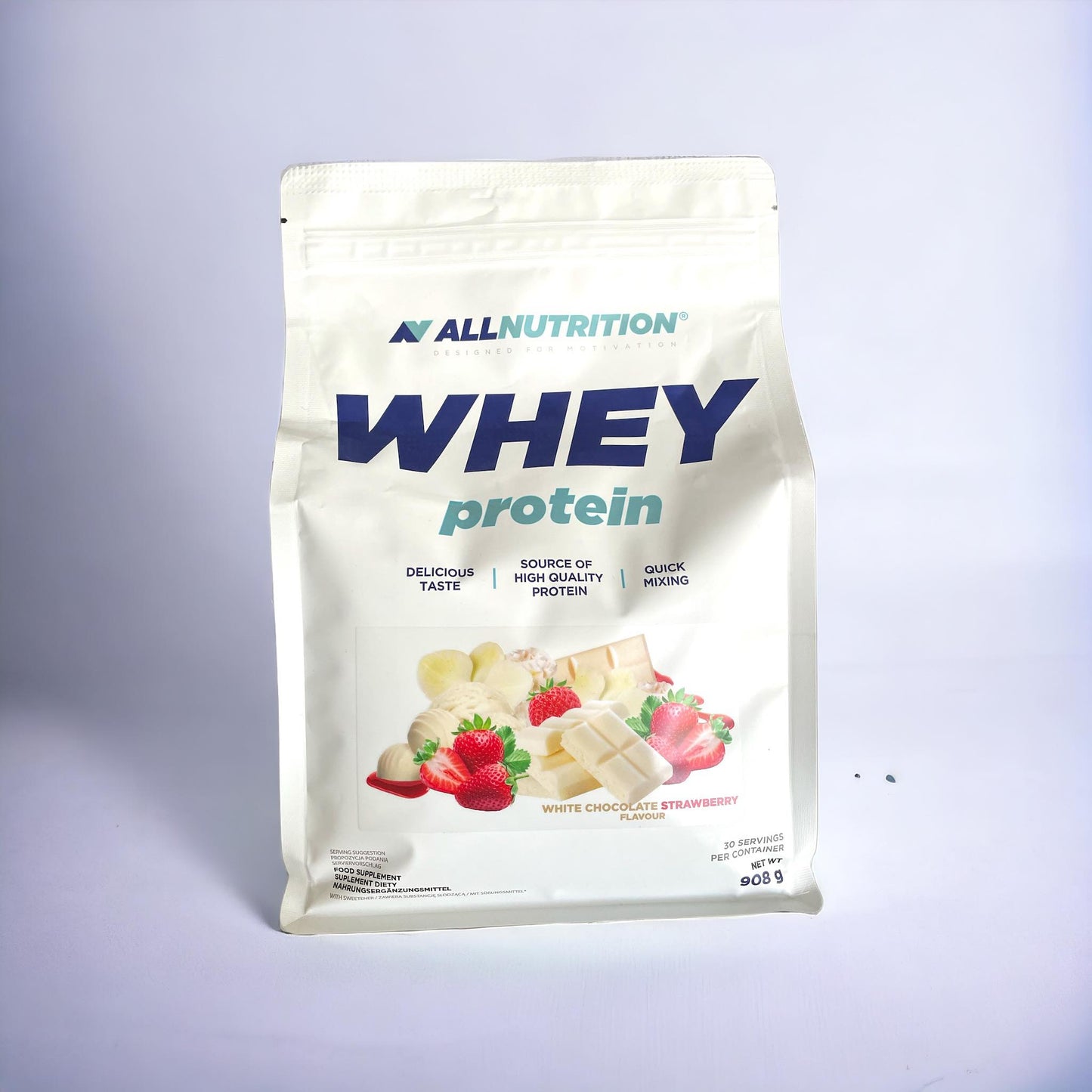 Allnutrition Białko Whey Protein Truskawka z białą czekoladą, 908g