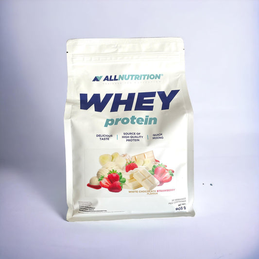 Allnutrition Białko Whey Protein Truskawka z białą czekoladą, 908g